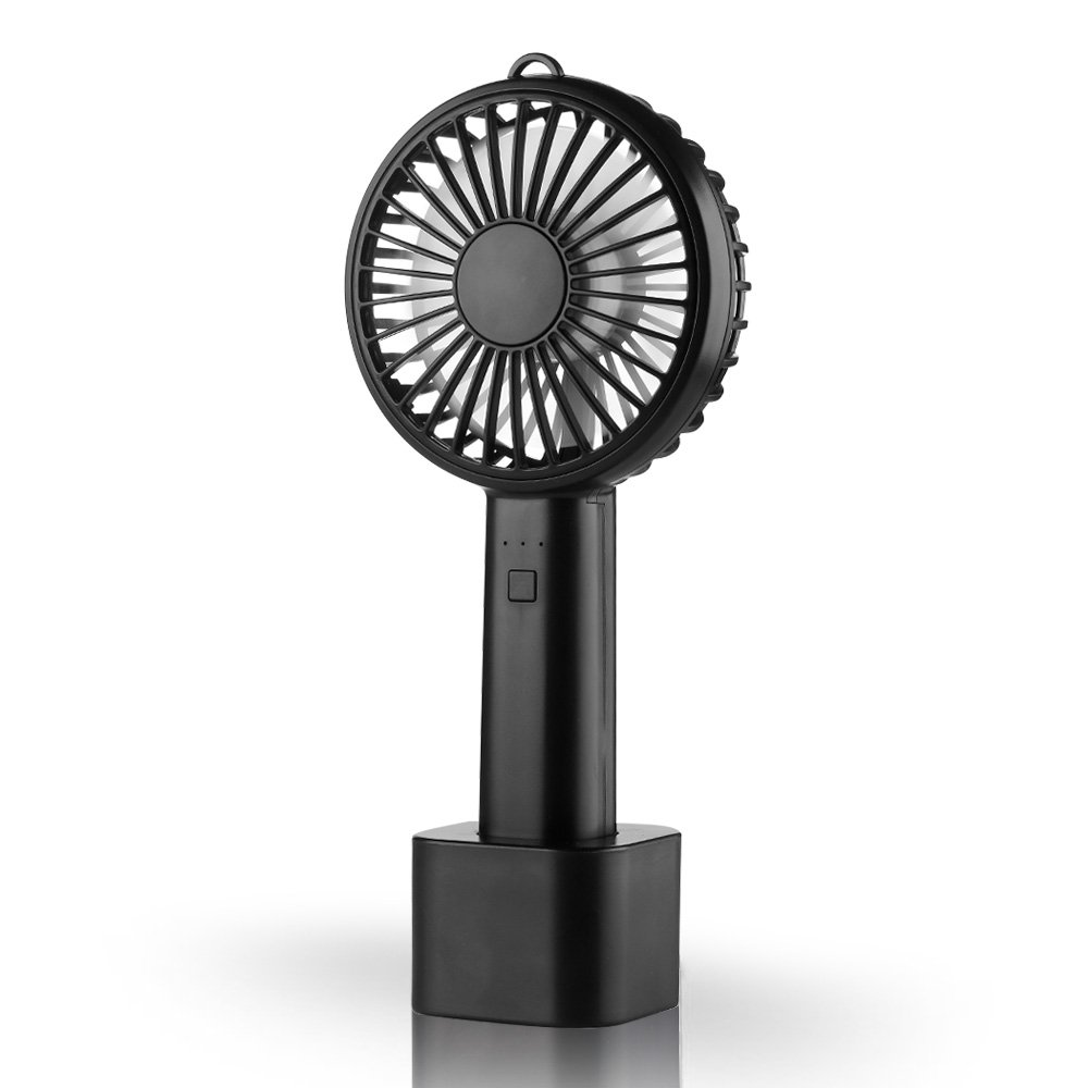 LOBKIN Portátil de Bolsillo Portátil Mini Ventilador Ventilador Eléctrico con Batería Recargable 2600mAh 8 Horas de Tiempo de Trabajo Ajustable 3 Velocidades para la Habitación de Oficina Al Aire Libre Del Hogar Viajando (negro)