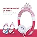 OneOdio Kids Safe Headphones - 85dB Volume Limited Headsets for Kids, Durable, Adjustable, Lightweight Headphones with 3.5mm Audio Jack, Christmas and Birthday Gift for Children and Girls. (Pink)
