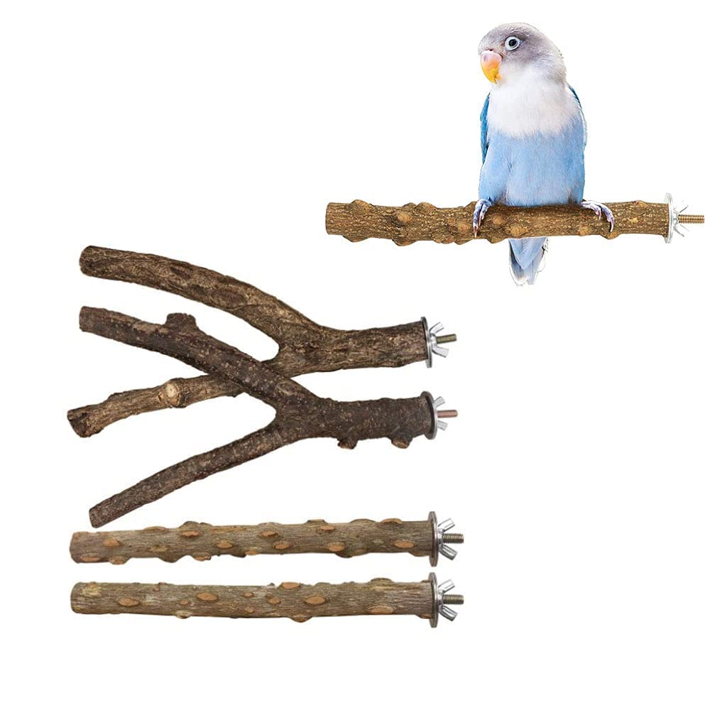4 Pcs Wooden Parrot Perches, Y Standing Perch for Parrots, Bird Stand Branches, Parrot Stand Perches, Parrots Bird Cage Wooden Stand, for Grey African Parrot Macaw Rainbow Lorikeets Conure Birds