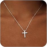 LULII Cross Necklace for Women Dainty 14K Gold Silver Plated Small Cross Pendant Choker Simple Cute Cross Gold Necklace for Women Trendy Faith Jewelry Gift
