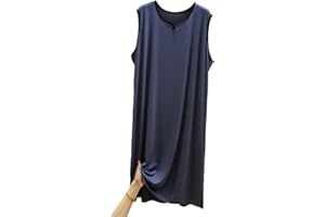 RUHANE Men's Sleeveless nightgowns, Mens Classic modal Pajamas Ultra Soft Nightshirt Loose fit Nightdress L-3XL
