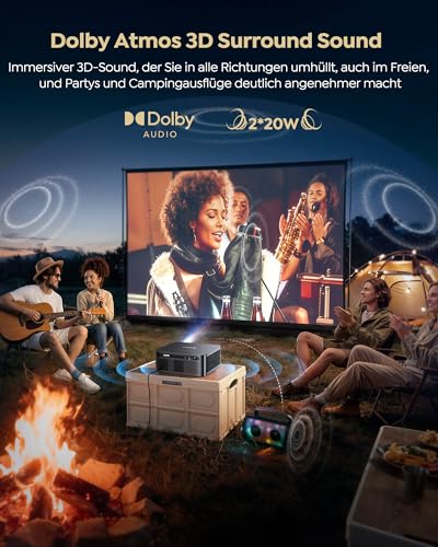 Projector 4K with Google TV 14.0, 2200 ANSI, MEMC, HDR10, 40W Dolby Audio, 4K Projector Home Cinema AI Image Adjustment Smart Projector Google Voice Control 2-Way Bluetooth 5.4 WiFi 6 2+32GB HDMI 2.1