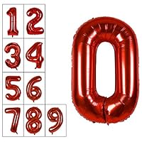 40 Inch Jumbo Red Number 0 Balloon Giant Balloons Prom Balloons Helium Foil Mylar Huge Number Balloons for Birthday Party Decorations/Wedding/Anniversary