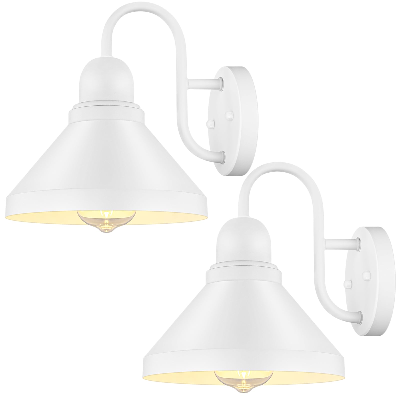 Photo 1 of Brightever Gooseneck Outdoor Wall Lanterns, Pack of 2 Exterior Light Fixtures, Anti-Rust Outside Barn Wall Mount Sconces, Waterproof White Patio Wall Lamps for House, Front Door, Bulb Excluded
