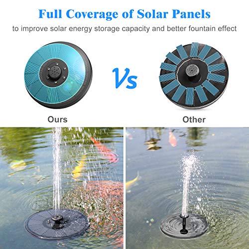 Gocheer Upgraded 3W Solar Fountain Pump with LED Lights , 7 Nozzles for Different Water Styles, Outdoor Floating Solar Powered Water Fountain Pump with Storage Battery for Bird Bath Garden Pond Pool