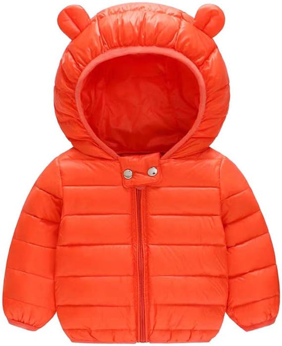 Amazon Co Jp Kazumiya 子供ダウンジャケット キッズ 軽量 ダウンコート 折りたたみ収納袋付き 秋冬防寒 女の子 男の子 可愛いクマ耳フード付き 服 ファッション小物