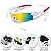 RIVBOS 805 POLARIZED Sports Sunglasses with 5 Set Interchangeable Lenses for Cycling (White&Red)