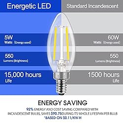 Energetic B11 E12 Candelabra LED Bulbs 60 Watt