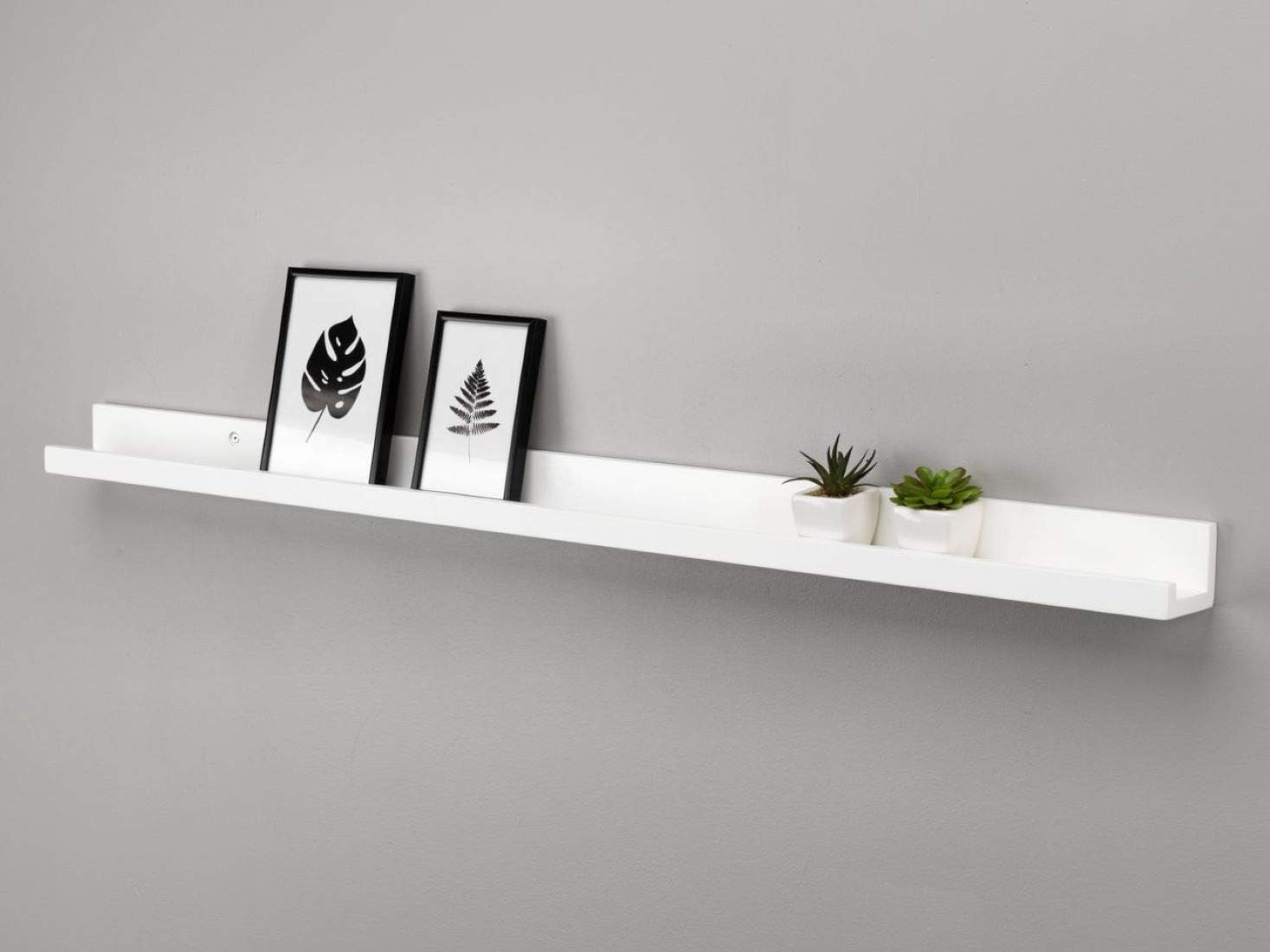 DECORGRAM Picture Ledge Wall Shelf for Living Room, 60cm, 1 pc, White