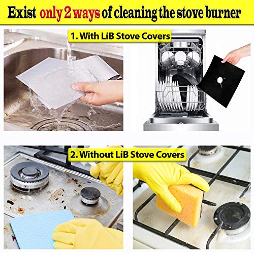 Gas Range Stove Burner Covers (8 Pack Set) Heat-Resistant, Non-Stick Cooking Surface Protectors | PTFE-Coated Fiberglass | Reusable, Easy Clean Kitchen Accessory (Black)
