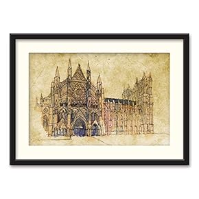 SIGNFORD Black Framed Canvas Wall Art Architectural Drawing...