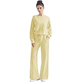 SUUKSESS Women Modal Fall 2 piece outfits Oversized Sweatshirt Wide Leg Pants