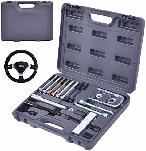 19 Pcs Steering Wheel Puller&amp; Lock Plate Set Compressor Installer Remover Kit