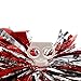 Red and Silver Cheerleading Pom Poms with Finger Rings, 2 Pack Metallic Cheer Accessories for Kids Dance Team, Round Spirit Pompons with Handle for Girls School Sports Performance