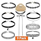 Outee 9 Pcs Black Choker Necklace Set Velvet Necklace Choker for Women and Girls