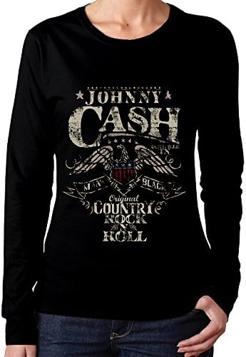Womens Johnny Cash I Walk The Line Besttshirt Graphic Long Sleeve Tee