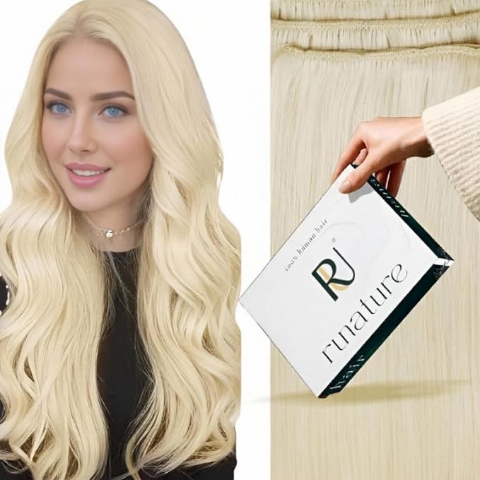 RUNATURE 18 Inch Weft Hair Extensions Real Human Hair Blonde Sew in Hair Extensions Human Hair Weft 120g/pack #60 — image 1