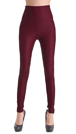 Damen Kunstleder Leder High Waist Leggings Hose Strumpfhosen Treggins Leggins Kunstleder Leggings Leder Look