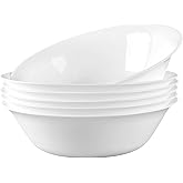 LaGlint 16 OZ Max White Opal Glass Cereal Bowl Set of 6, 6.5 Inch | Round bowls with dishwasher &amp; microwave safe design, perfect for soup, salad, rice and everyday breakfast meals