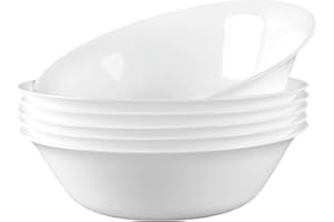 LaGlint 16OZ/473 ml White Opal Glass Cereal Bowl Set of 6, 6.5 inch/16.51 cm Dishwasher & Microwave Safe Round Bowls for Soup