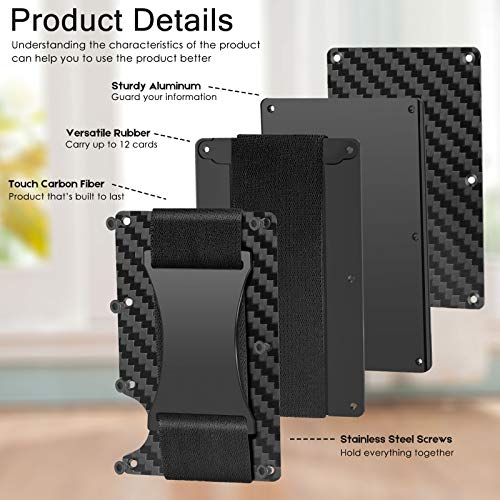 TININ Carbon Fiber Wallet, Slim Minimalist Wallet, RFID Blocking Front