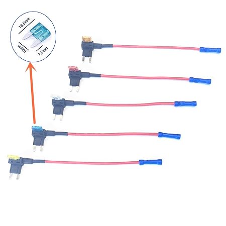 Qiorange 5Pcs Autosicherung KFZ Mini Sicherungshalter Flachsicherungsadapter Stecksicherung mit Sicherungsdraht 5A 10A 15A 20