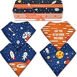 Baby Bandana Drool Bibs for Girls and Boys Drooling Absorbent and Teething, Pack of 4 Bib set with Tin Gift Box