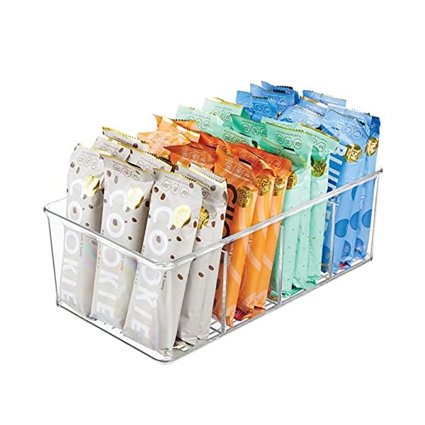 mDesign-Food-Storage-Container--Kitchen-Storage-Box-Divided-into-4-Compartments--Kitchen-Organiser-for-Spices-Jars-Packets-and-More--Clear mDesign Food Storage Container — Kitchen Storage Box Divided into 4 Compartments — Kitchen Organiser for Spices, Jars…