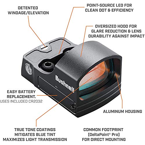 Bushnell RXS100 Reflex Red Dot Sight + Additional Batteries and Lens