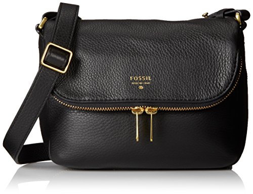 Fossil Preston Small Flap Cross Body Bag, Black, One Size
