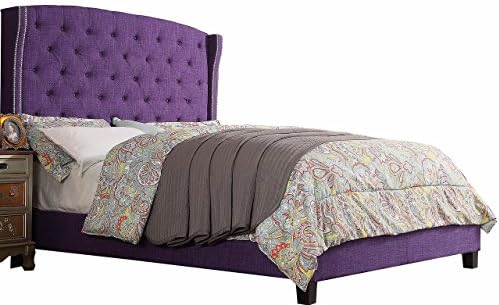 Millbury Home Romana Linen Upholstery Platform Bed, Queen, Purple