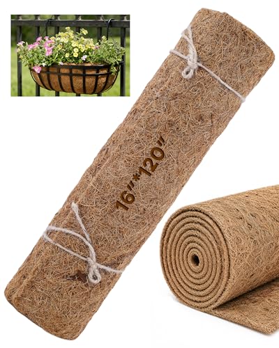 gardmate Coco Liners for Planters - 16" x 120" Thick Coconut Fiber, Pre-Drained Planter Liner, Reptile Bedding & Garden Mat | 100% Natural & Biodegradable Coconut Coir for Plants at Amazon