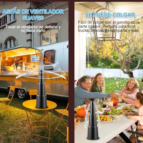 JDF3CISH Paquete De 2 Ventiladores Repelentes De Moscas, Ventilador De Comida Para Mesa, con Gancho, RetráCtil, Ventilador Repelente De Insectos Sin QuíMicos, para Exterior Picnic, Patio, Interior