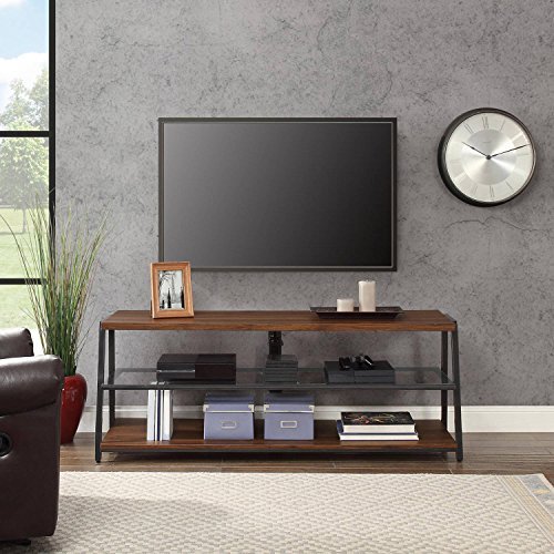 Mainstays 3-in-1 Medium Brown TV Stand for TV's up to 70", Dimensions: 59.75"W x 21"D x 22-55.75"H