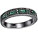 BOHG Jewelry Womens Black Gold Plated New Fashion Simple Mystic Green Cubic Zircon Crystal Ring Wedding