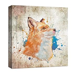 Canvas Wall Art Cute Abstract Animals Painting Artwork for Home Prints Framed - 12x12 inches