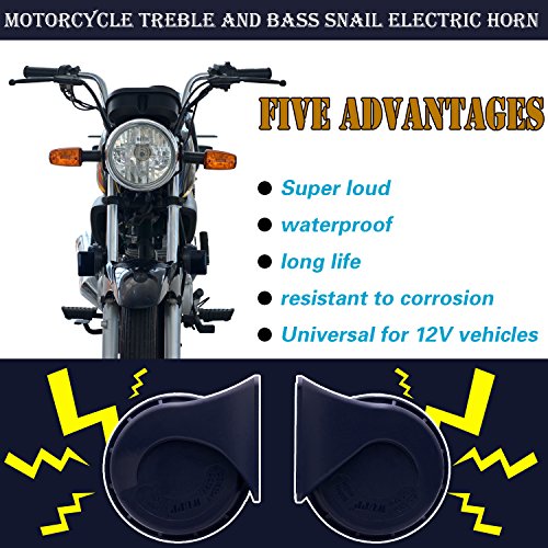 TURN RAISE Universal Motorcycle Scooter Electric Horns, 118dB Waterproof Round Loud Horn Speakers, Ideal for Motorcycles/ATV and 12 Volt Applications Vehicle, Motorcycle Series Black 12V Disc Horn - Thumbnail 7