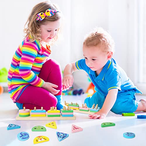 montessori toys for 1 2 3 year old boy Girl, Wooden Block Sorting