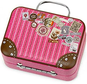 Baidercor 3" X 1" X 2" Portable Tin Candy Favor Box Pink Suitcase Shape 6 Pcs