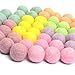 Glaciart One Felt Pom Poms, Wool Felt Balls (50 Pieces) 2 Centimeters - 0.8 Inch, Handmade Felted 7 Pastel Colors (Baby Pink, Lilac, Baby Blue and More) - Bulk Small Puff for Felting and Garland
