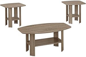 Monarch Specialties 7927P Table, 3pcs Set, Coffee, End, Side, Accent, Living Room, Laminate, Brown, Transitional Set-3Pcs Dark Taupe, 35.5" L x 21.5" W x 16.25" H