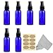OTO 6 Pack Blue Spray Bottles, 1 oz (30ml) Empty Plastic Fine Mist Sprayer with Labels and Microfiber Cleaning Cloth