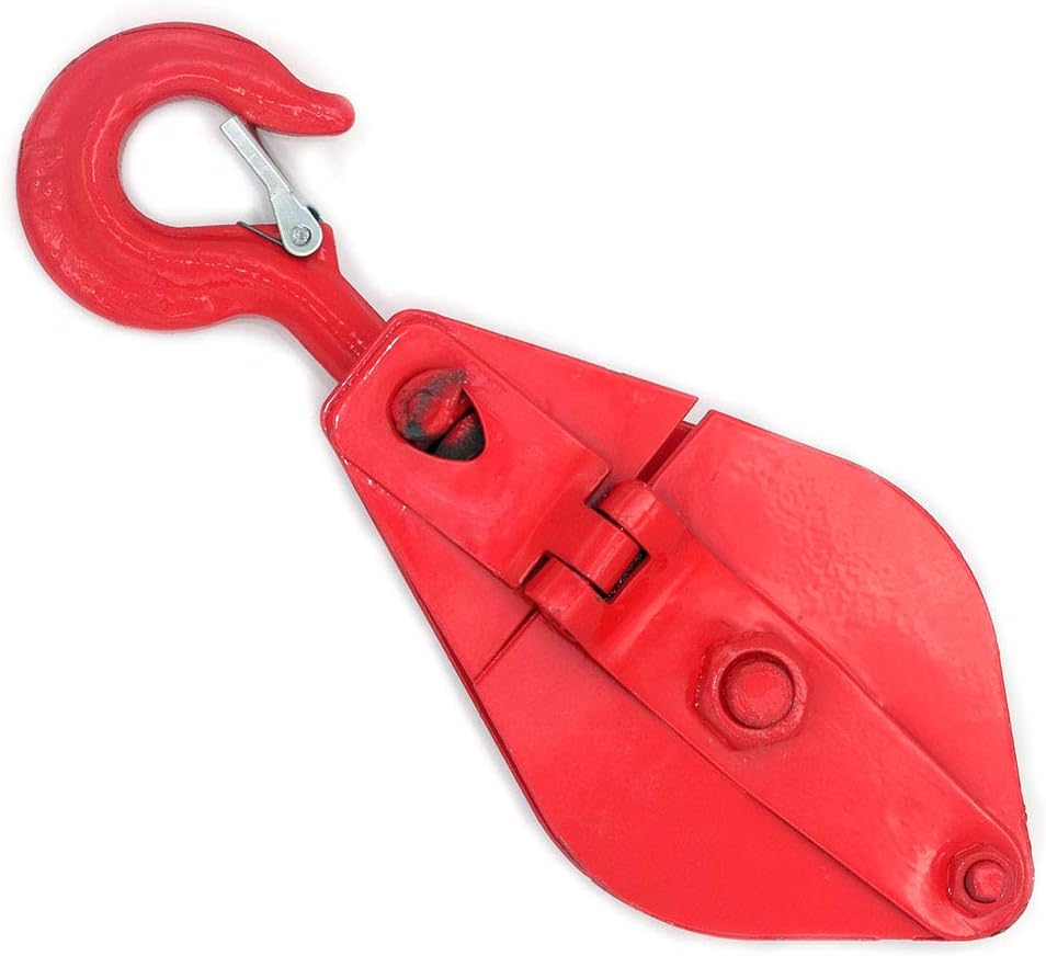 NUZAMAS Wire Rope Pulley Block 0.2Ton (200KG, 440lbs), Heavy Duty Roller Loading Snatch Block with Swivel Hook and Latch, Rope Line Pulling: Home Improvement