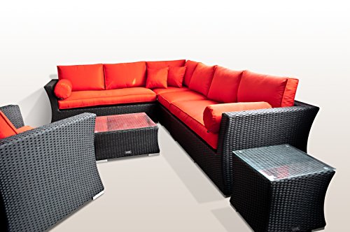 Ragnarök-Möbeldesign PolyRattan - Deutscher Hersteller - 8 Jahre GARANTIE - Lounge Aluminium Gartenmöbel Glas Polster SCHWARZ Rostfrei Sofa – Bild 3