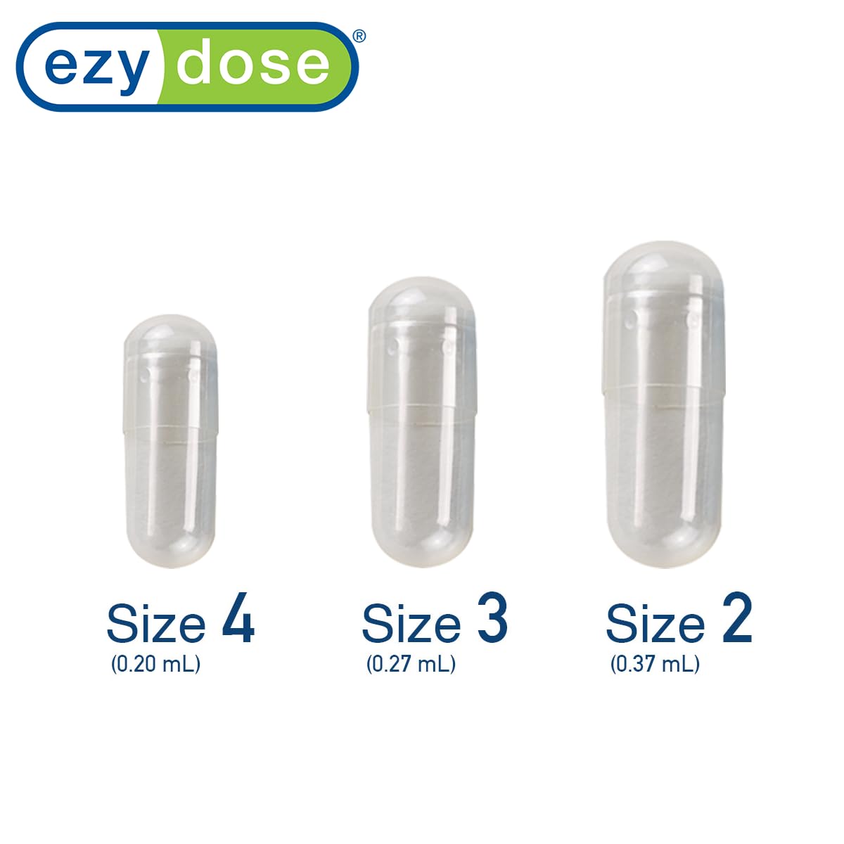 EZY DOSE Gelatin Size 2 Capsules, Empty Gel Capsule for Easy Compounding and Filling of Powdered Supplements, Medicine and Vitamins, Clear, 0.37 mL, 500 Count, Made in The USA