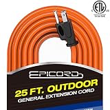 Epicord 16/3 Outdoor Extension Cord 3 Conductor Heavy Duty for Indoor and Outdoor (10 Feet) Black - EP6-07166-25