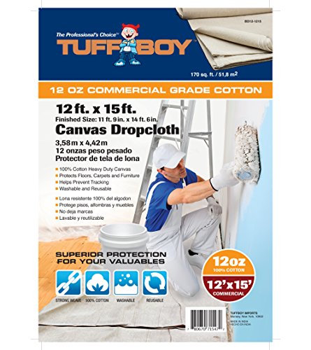 TUFFBOY 12 OZ. Commercial Grade Cotton Canvas All Purpose Drop Cloth 12 Ft. X 15 Ft.