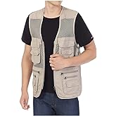 Kedera Men's Safari Fishing Vest Summer Outdoor Mesh Work Journalist's Vest Jacket