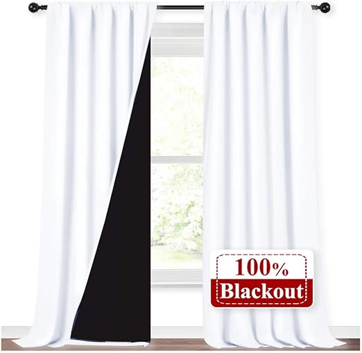 Amazon Com Nicetown White 100 Truly Blackout Curtains Rod