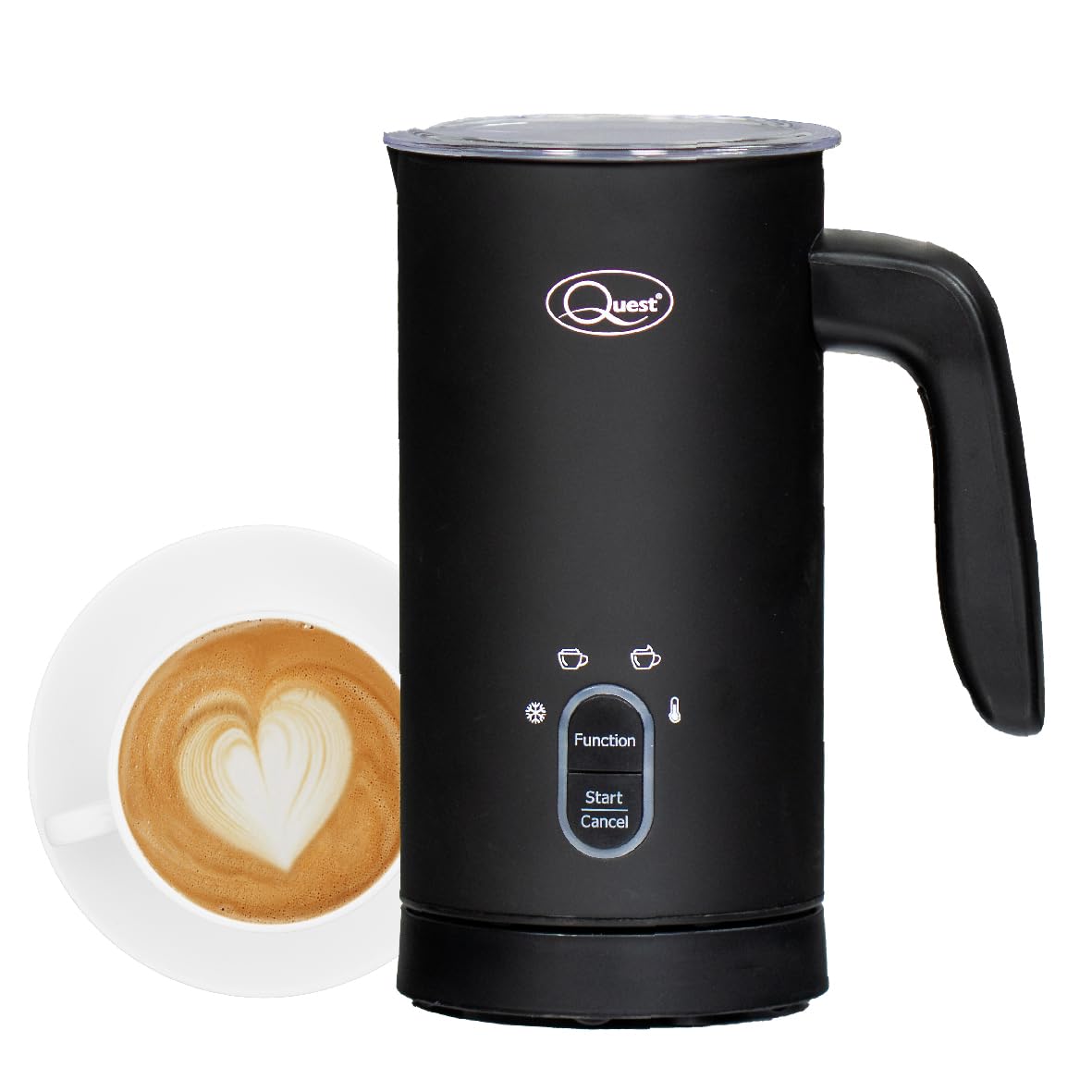 Quest 34189 Electric Milk Frother/Coffee Frother & Hot Chocolate Maker/Double Walled Insulation/Non-Stick Easy Clean Interior / 300ml Capacity/Black Colour
